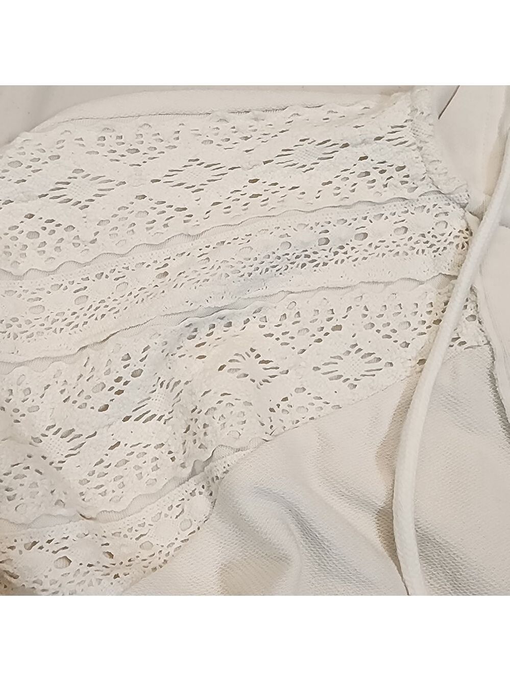 Lucky Brand Crochet Lace Trim Baja Hoodie XL Cream Boho NWOT 146721 - Picture 4 of 7